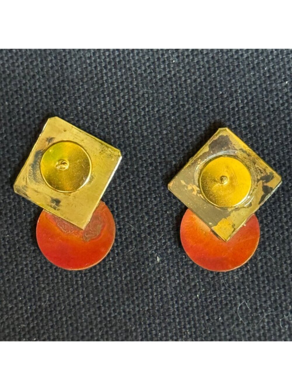 African Express Handmade Enamel & Brass Earrings With Abstract  Design - Picture 3 of 8